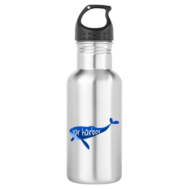 Bar Harbor Maine Whale Stainless Steel Water Bottle (Front)