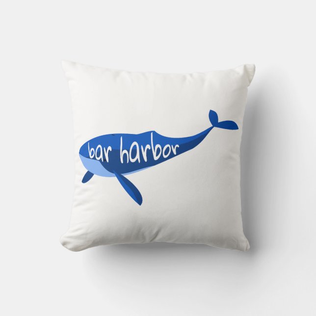 Bar Harbor Maine Whale Throw Pillow (Front)