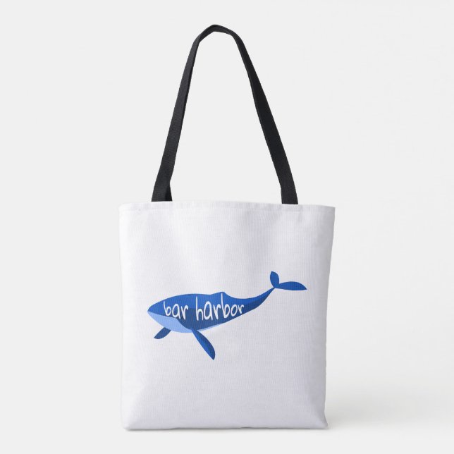Bar Harbor Maine Whale Tote Bag (Back)