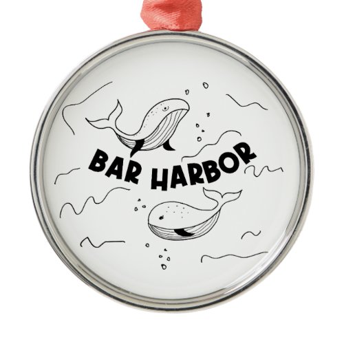 Bar Harbor Maine Whales Metal Ornament
