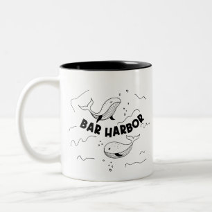 Bar Harbor Maine Whales Two-Tone Coffee Mug