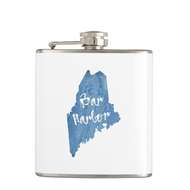 Bar Harbor Maine Wood Grain Flask (Front)