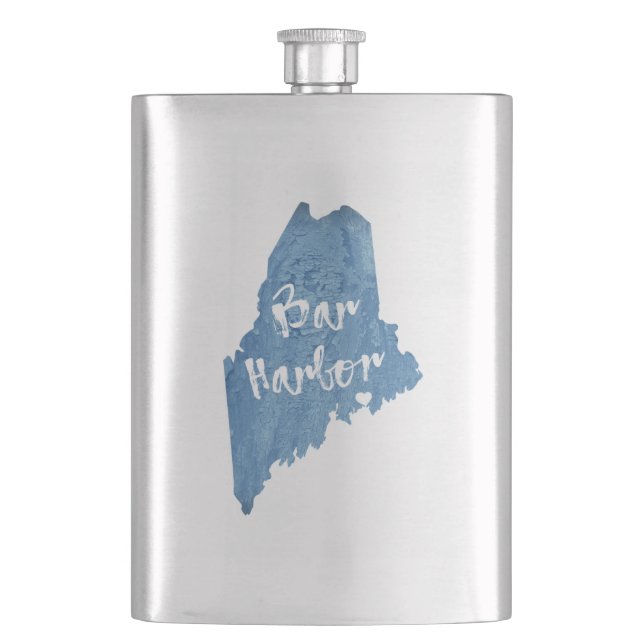 Bar Harbor Maine Wood Grain Flask (Front)
