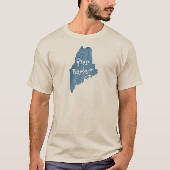 Bar Harbor Maine Wood Grain T-Shirt (Front)