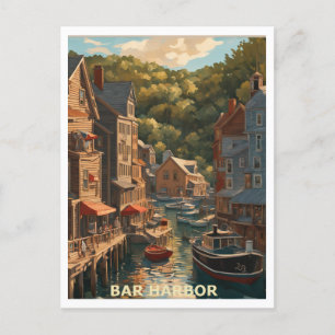 Bar Harbor ME Graphic Art Design Postcard