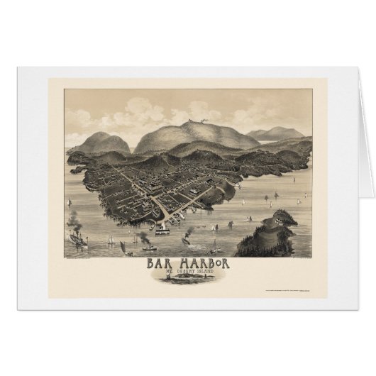 Bar Harbor, ME Panoramic Map - 1886 Cards (Front Horizontal)