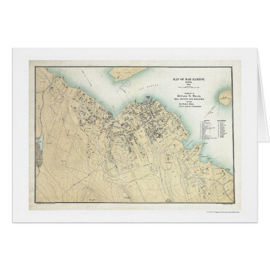 Bar Harbor, ME Plan Map 1896 Cards (Front Horizontal)