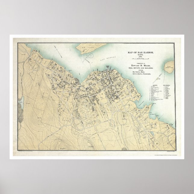 Bar Harbor, ME Plan Map 1896 Poster (Front)
