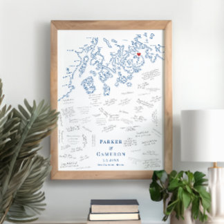 Bar Harbor ME Wedding Elegant Guest Book Poster