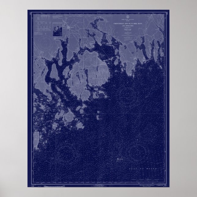 Bar Harbor Mount Desert ME Map Nautical Chart Art (Front)