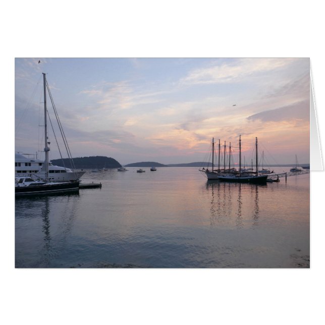 Bar Harbor Ships at Sunrise I Cards (Front Horizontal)