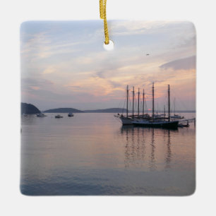Bar Harbor Ships at Sunrise I Ceramic Ornament