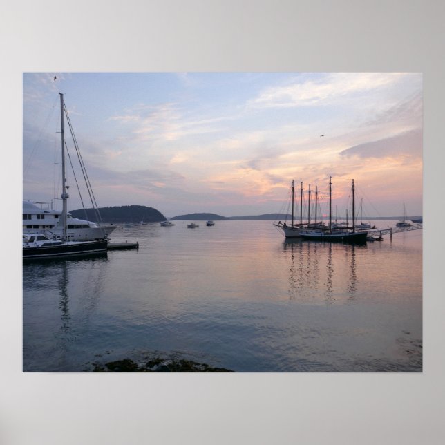 Bar Harbor Ships at Sunrise I Poster (Front)