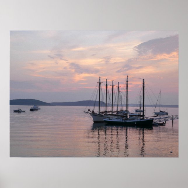 Bar Harbor Ships at Sunrise II Poster (Front)