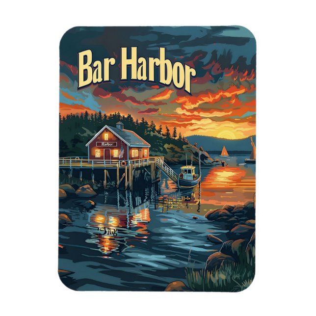 Bar Harbor Vintage Magnet (Vertical)