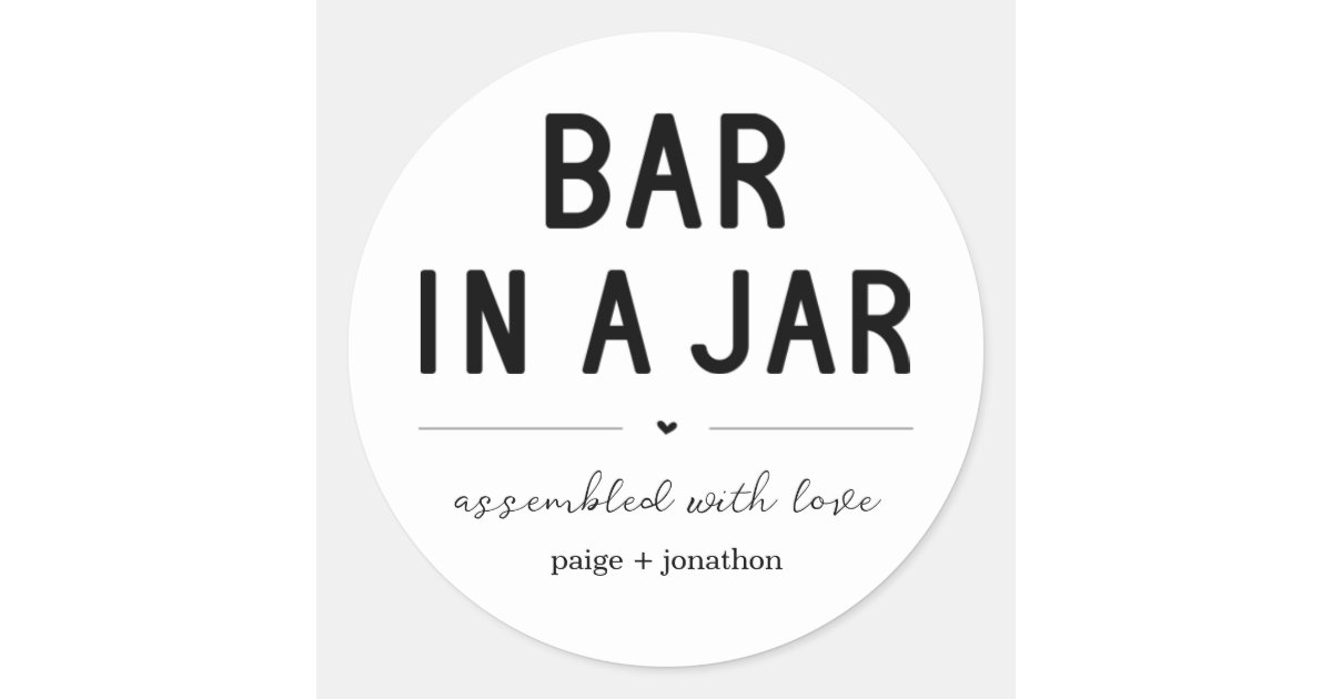 Bar in a Jar Gift Label Sticker Zazzle