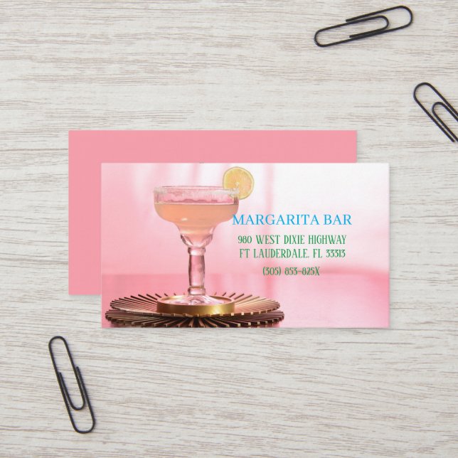  Bar & Lounge Pink Margarita Business Card (Front/Back In Situ)