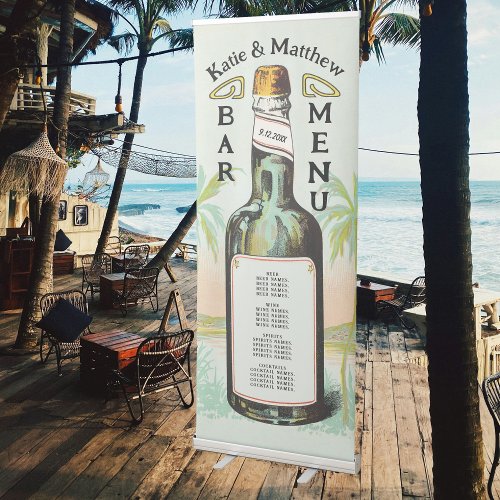 Bar Menu Alcohol Drinks Wedding Retro Vintage Retractable Banner