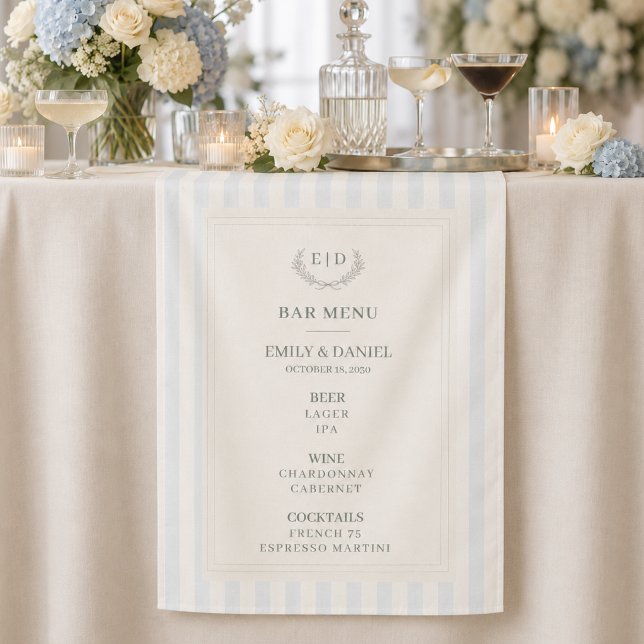 Bar Menu Blue & Sage Wedding Sign (Creator Uploaded)