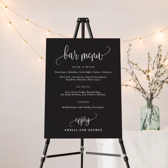 Bar Menu EDITABLE COLOR Wedding Welcome Sign LCC | Zazzle