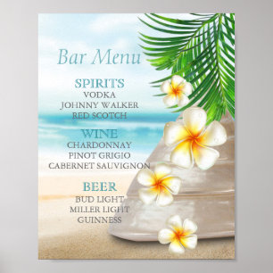 Bar Menu for A Wedding on the Beach Poster