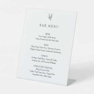 Bar Menu Minimalist Botanical Wedding Drinks List Pedestal Sign