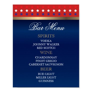 Bar Menu - Patriotic American Wedding Poster Bar Menu - Patriotic American Wedding Poster