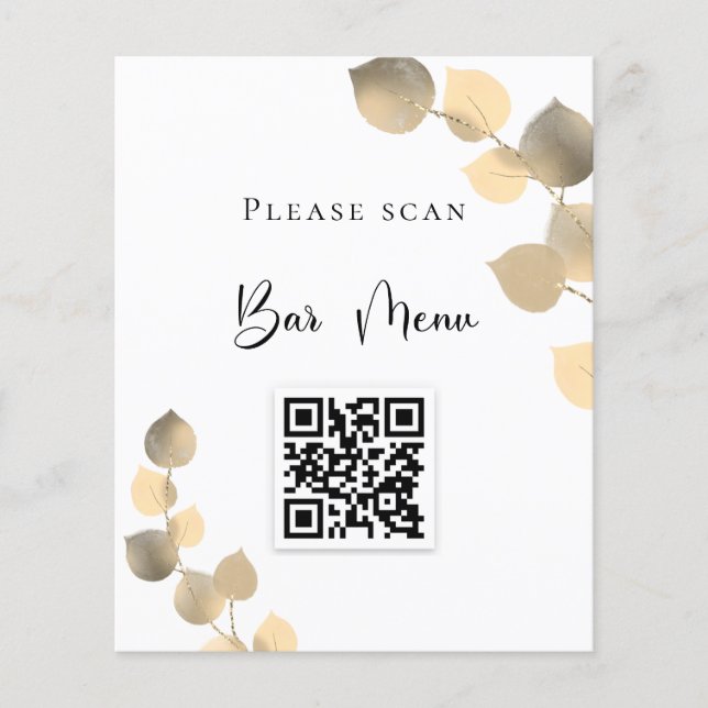 Bar menu QR code eucalyptus golden Flyer (Front)