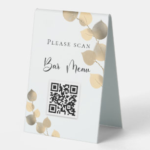 Bar menu QR code eucalyptus golden Table Tent