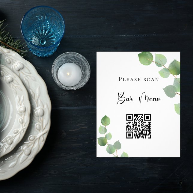 Bar menu QR code eucalyptus greenery Flyer (Creator Uploaded)