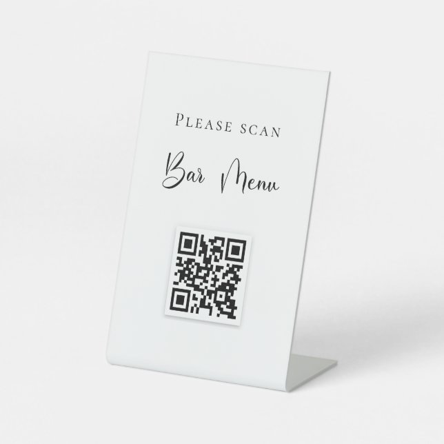 Bar menu QR code typography white Pedestal Sign (Front)