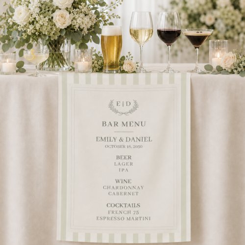 Bar Menu Sage Green Wedding Sign