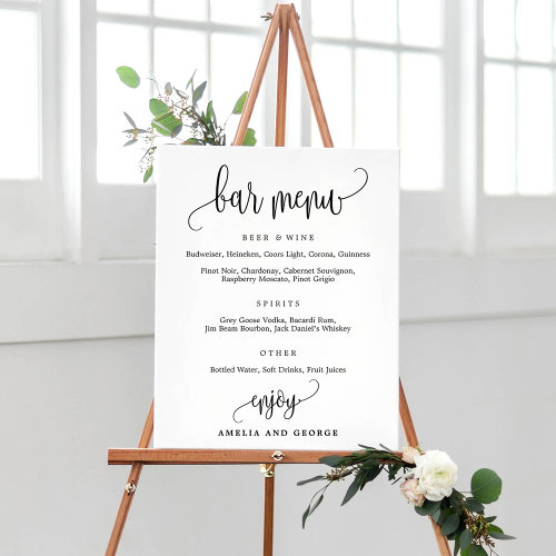 Bar Menu Sign EDITABLE COLOR Lovely Calligraphy