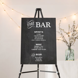 BAR MENU sign for wedding and party reception