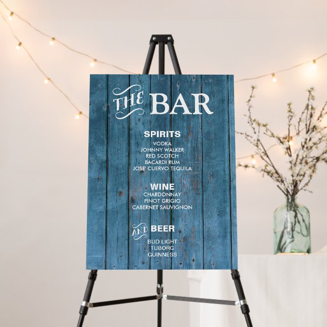 BAR MENU sign for wedding and party reception (In Situ (Stand))