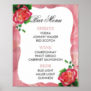Bar Menu - Victorian Dusty Rose Poster