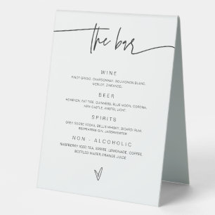Bar Menu Wedding Drink Tent Sign Reception Decor