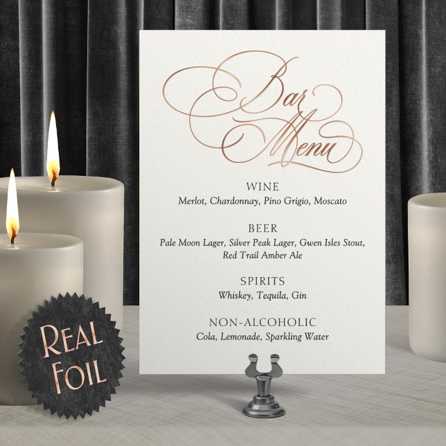Bar Menu Wedding Foil Table Sign Invitation (Creator Uploaded)