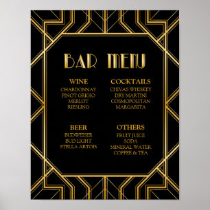 Bar Menu Wedding Sign   Gatsby Art Deco