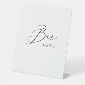 Bar Menu Wedding Sign Minimalist Elegant Script 