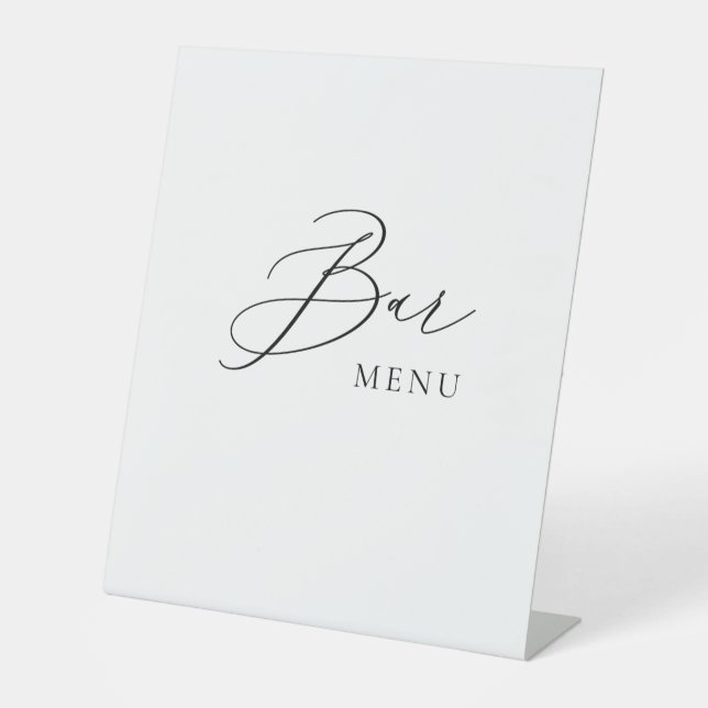 Bar Menu Wedding Sign Minimalist Elegant Script  (Front)
