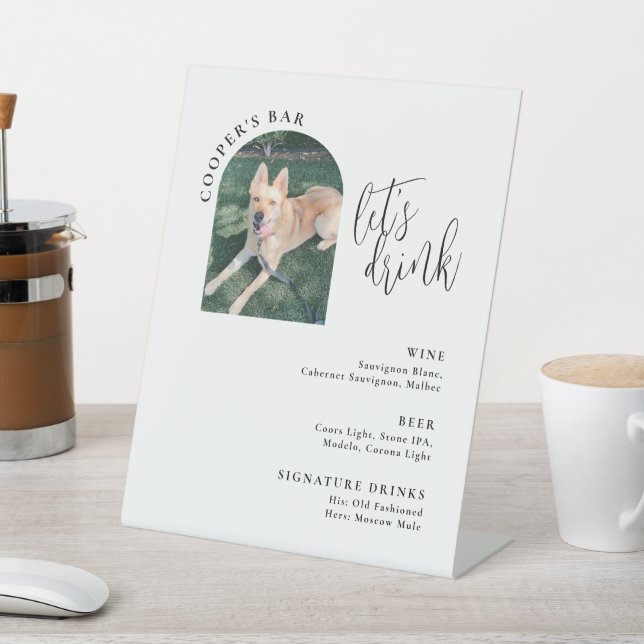 Bar Menu with Pet Photo Pedestal Sign (In SItu)