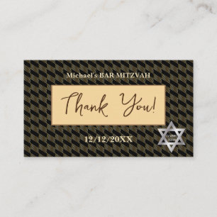 Bar Mitzvah 20XX 13th Birthday "Thank You" Hebrew Business Card