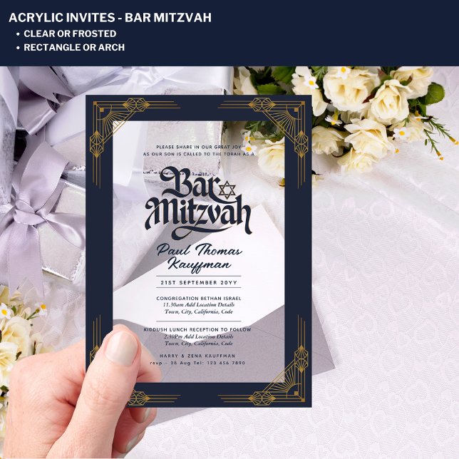 BAR MITZVAH Acrylic Clear Luxury Minimalist Invitations (Creator Uploaded)