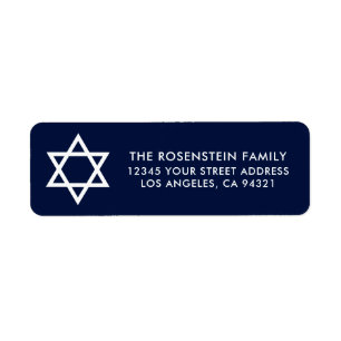 Bar Mitzvah and Bat Mitzvah Blue Address Label