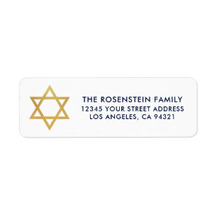 Bar Mitzvah and Bat Mitzvah Blue Gold Address Label