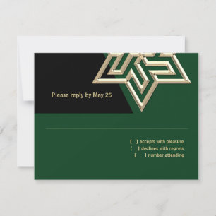 Bar Mitzvah Any Color with Gold Star of David RSVP Card