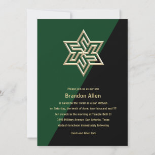 Bar Mitzvah Any Colors with Gold Star of David Invitation