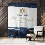 Bar Mitzvah Backdrop | Blue Watercolor Abstract<br><div class="desc">Elevate your Bar Mitzvah celebration with our stunning Gold Foil Blue Watercolor Abstract Backdrop. This beautifully designed piece is easy to personalize, allowing you to create a unique atmosphere that reflects your celebration's theme. Designed by CaMiDesigns, this backdrop is perfect for photo opportunities and adds a touch of elegance to...</div>