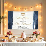 Bar Mitzvah Banner | Navy Blue Watercolor Abstract<br><div class="desc">Discover the exquisite fusion of abstract design and cultural significance in this abstract blue gilded banner foil backdrop. With an intricate,  artistic design inspired by the beauty of Judaic heritage,  these banners will set the stage for an unforgettable celebration that blends the best of the old and the new.</div>